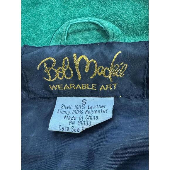 Bob Mackie Wearable Art Vintage Green Suede Leather Fringe Western Jacket Sz S - Picture 5 of 6